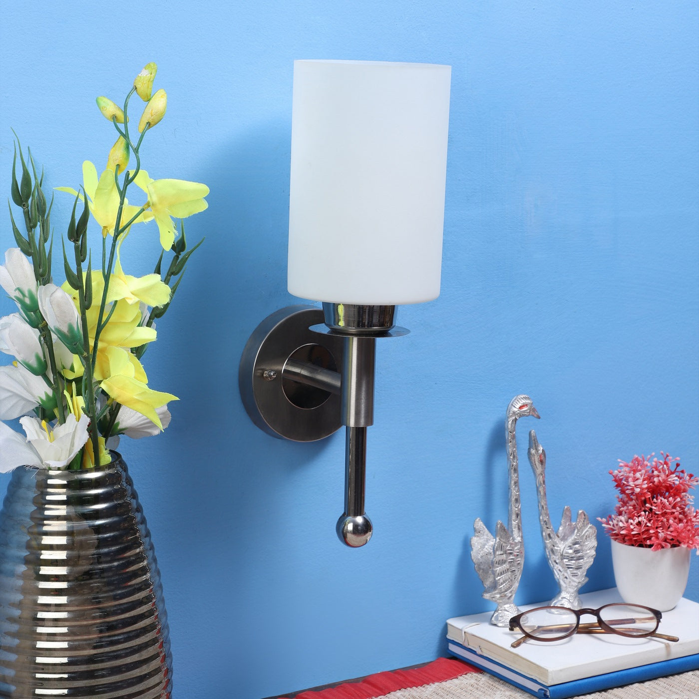 Silver Metal Wall Light - 823-1W - Included Bulb
