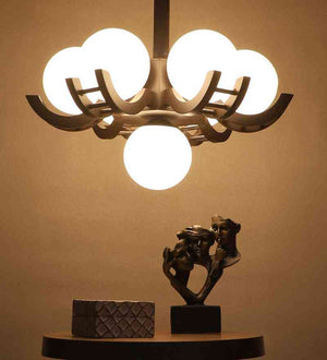 Zyflor Brown Wood Chandelier  | E27 holder | Included Bulb | Eliante by Jainsons Lights