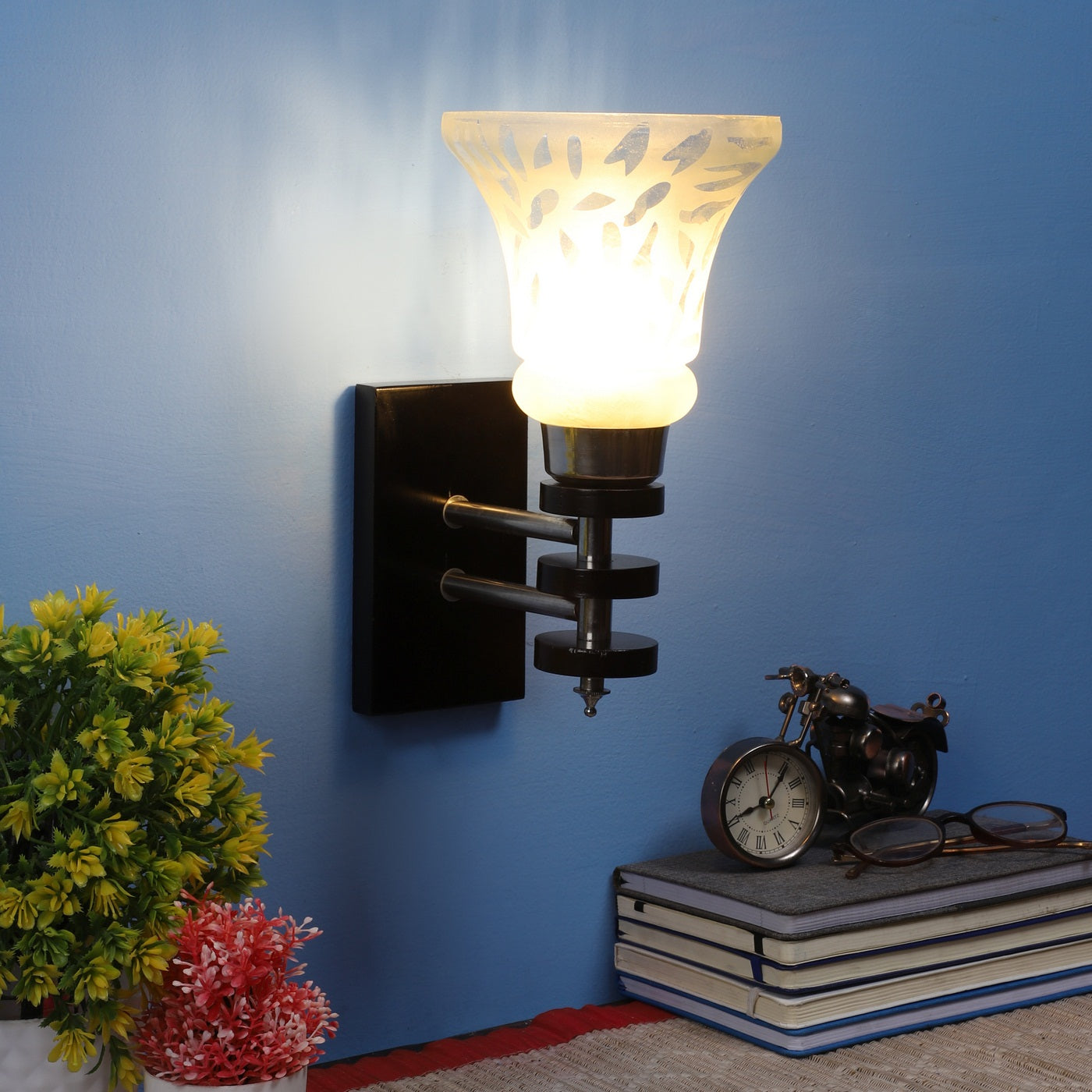 Black Wood Wall Light - 827-1W - Included Bulb