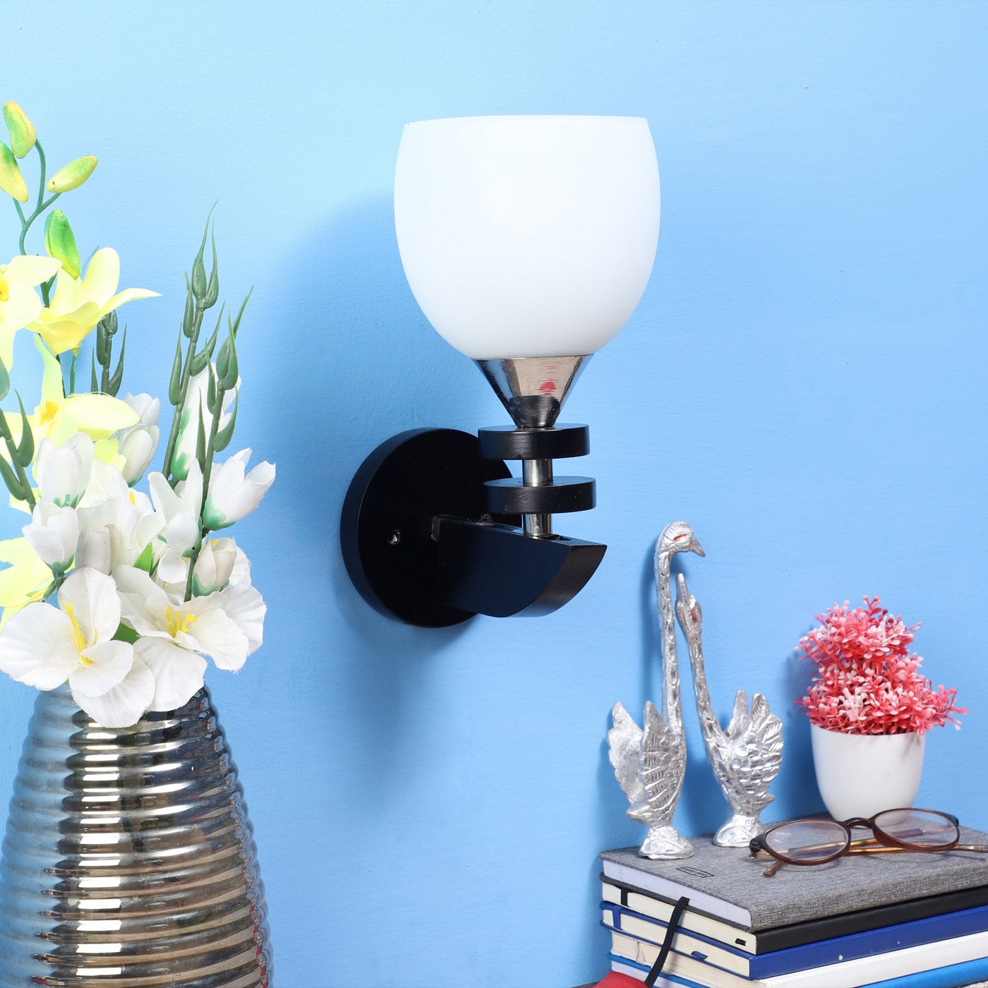 Black Wood Wall Light - 828-1W - Included Bulb