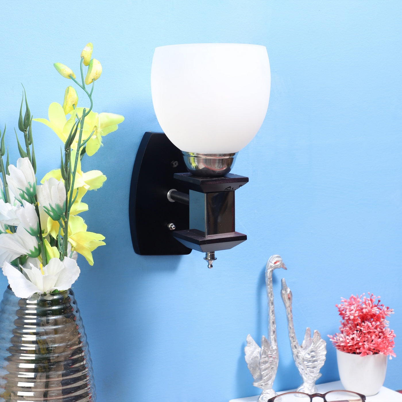 Black Wood Wall Light - 830-1W - Included Bulb