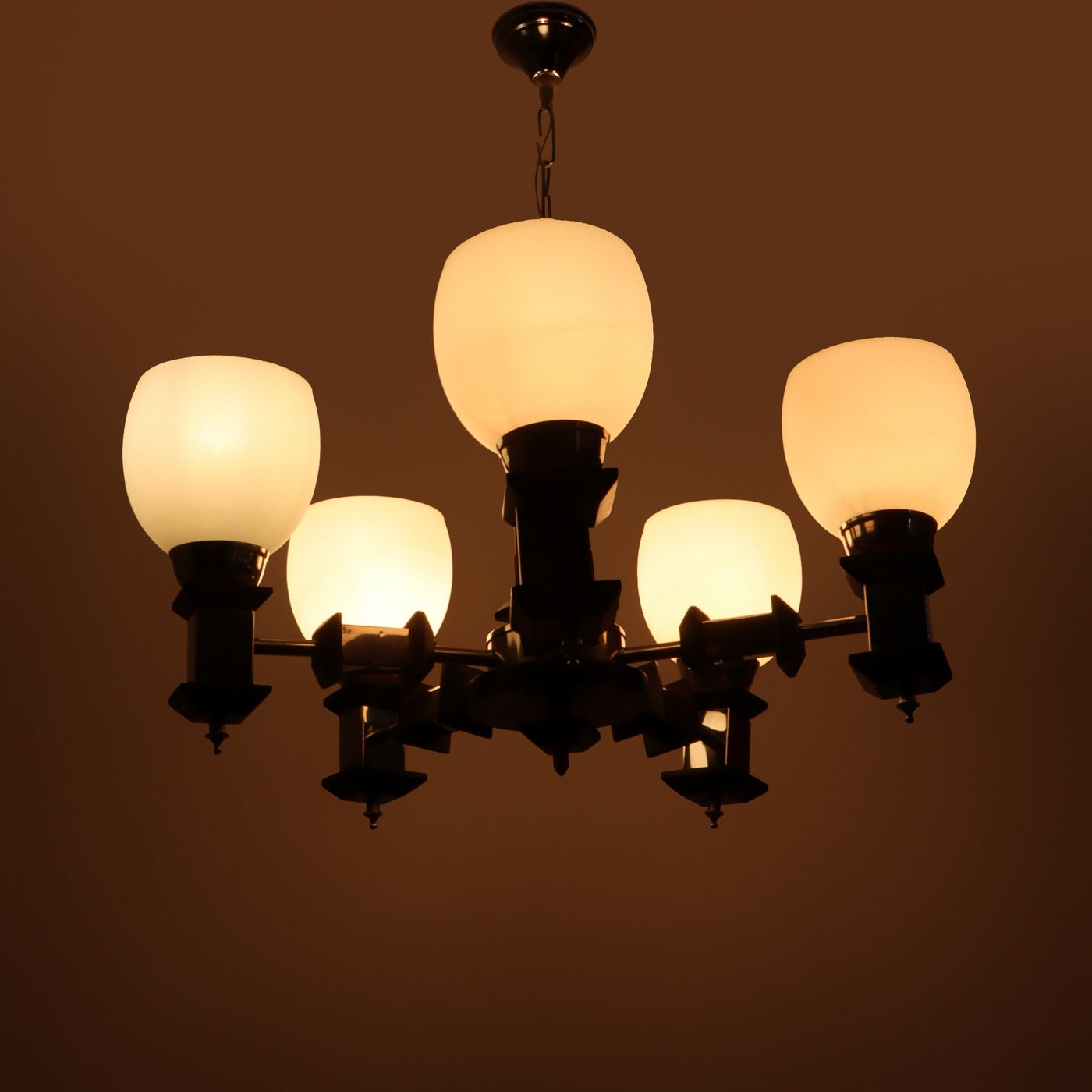 Silver Wood - Metal Glass Chandeliers 830-5LP