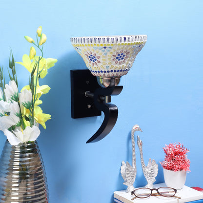 Black Wood Wall Light - 837-1W - Included Bulb