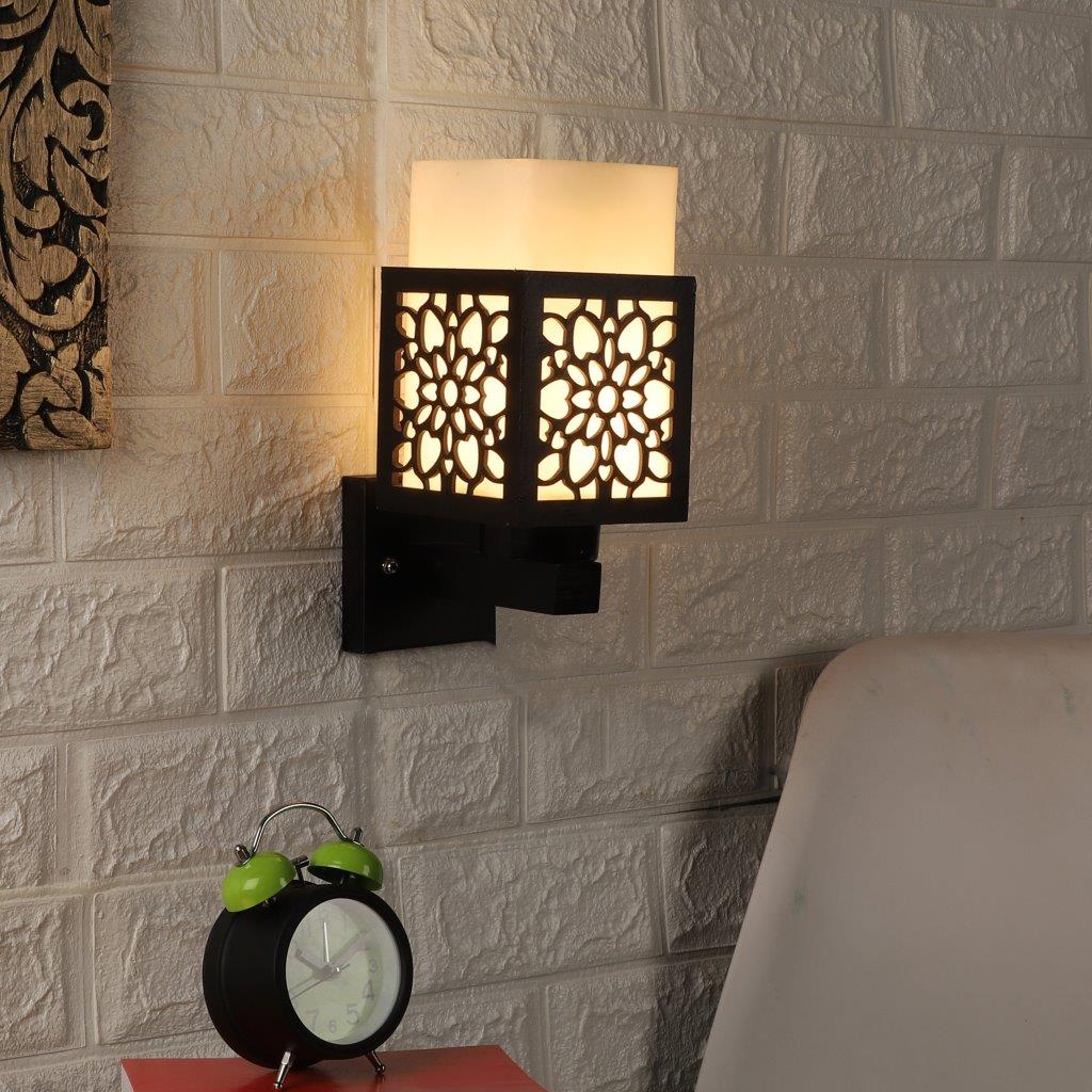 Marrón Brown Wood Wall Light - 838-1W-CFL-HALO - Included Bulbs