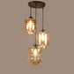 ELIANTE Antique Copper Iron Base Gold Glass Shade Hanging Light - 8433-3Lp - Bulb Included