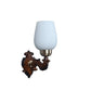 ELIANTE Brown Wood Base White Glass Shade Wall Light - 8451-1W - Bulb Included