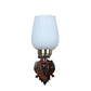 ELIANTE Brown Wood Base White Glass Shade Wall Light - 8451-1W - Bulb Included