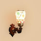 ELIANTE Brown Wood Base Multicolour Glass Shade Wall Light - 8454-1W - Bulb Included