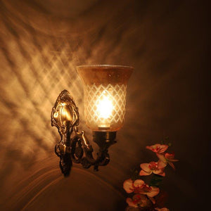 ELIANTE Antique Gold Aluminium Base Transparent Glass Shade Wall Light - 8551-1W - Bulb Included