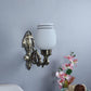 ELIANTE Antique Gold Aluminium Base White Glass Shade Wall Light - 8552-1W - Bulb Included