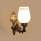 ELIANTE Antique Gold Aluminium Base White Glass Shade Wall Light - 8552-1W - Bulb Included