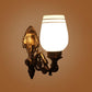 ELIANTE Antique Gold Aluminium Base White Glass Shade Wall Light - 8552-1W - Bulb Included