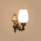 ELIANTE Antique Gold Aluminium Base White Glass Shade Wall Light - 8553-1W - Bulb Included