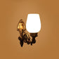 ELIANTE Antique Gold Aluminium Base White Glass Shade Wall Light - 8553-1W - Bulb Included