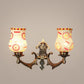 ELIANTE Antique Gold Aluminium Base Multicolour Glass Shade Wall Light - 8751-2W - Bulb Included