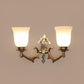 ELIANTE Antique Gold Aluminium Base Frost Glass Shade Wall Light - 8752-2W - Bulb Included