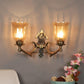 ELIANTE Antique Gold Aluminium Base Gold Glass Shade Wall Light - 8755-2W - Bulb Included