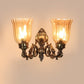 ELIANTE Antique Gold Aluminium Base Gold Glass Shade Wall Light - 8756-2W - Bulb Included