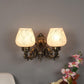 ELIANTE Antique Gold Aluminium Base White Glass Shade Wall Light - 8759-2W - Bulb Included