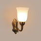 ELIANTE Antique Gold Aluminium Base Frost Glass Shade Wall Light - 8763-1W - Bulb Included