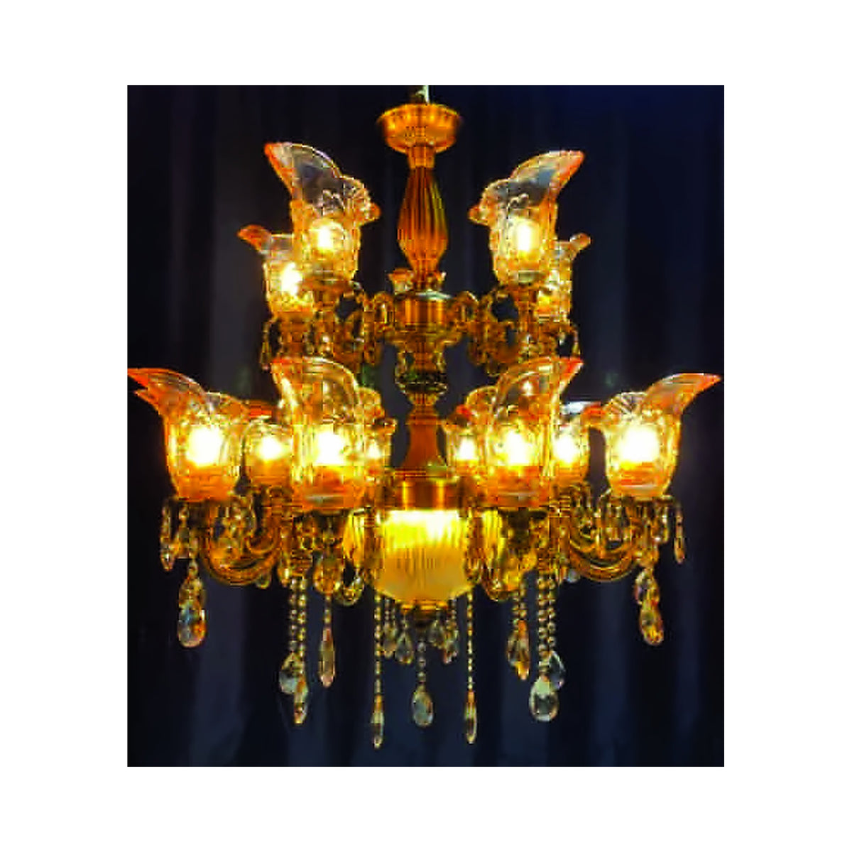 Eliante Six Classic Chandelier – Amber Glass, Metal