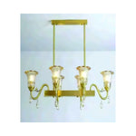 Eliante Six Rectangular Chandelier – Amber & Clear Glass, Metal
