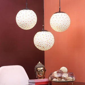 ELIANTE Black Iron Base Multicolour Glass Shade Hanging Light - 8Inch-Doom-Handicraft-3Lp - Bulb Included