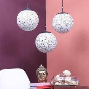 ELIANTE Black Iron Base Multicolour Glass Shade Hanging Light - 8Inch-Doom-Handicraft-3Lp - Bulb Included