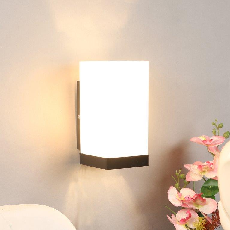 ELIANTE Black Iron Base White Acrylic Shade Wall Light - 9101-1W - Bulb Included
