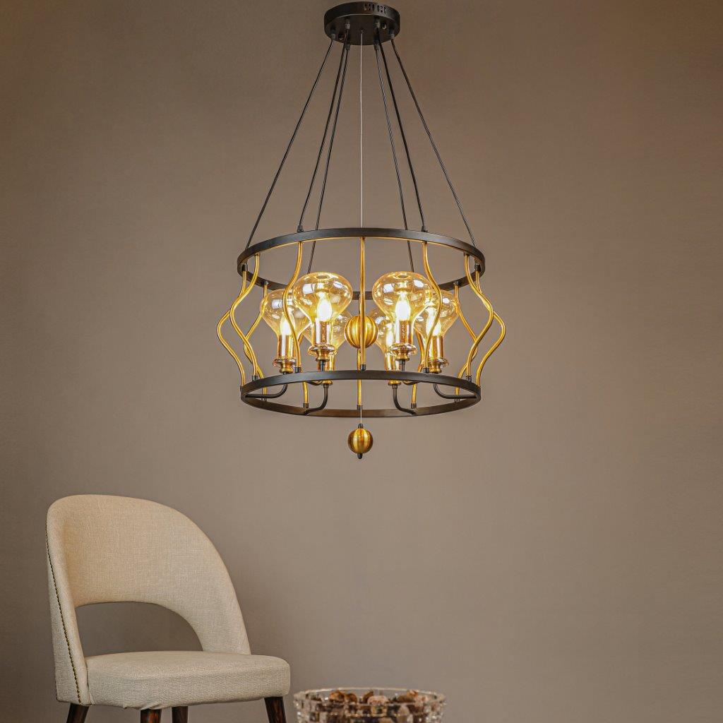 Modern Chandelier Black & Gold Metal Chandelier 918-6