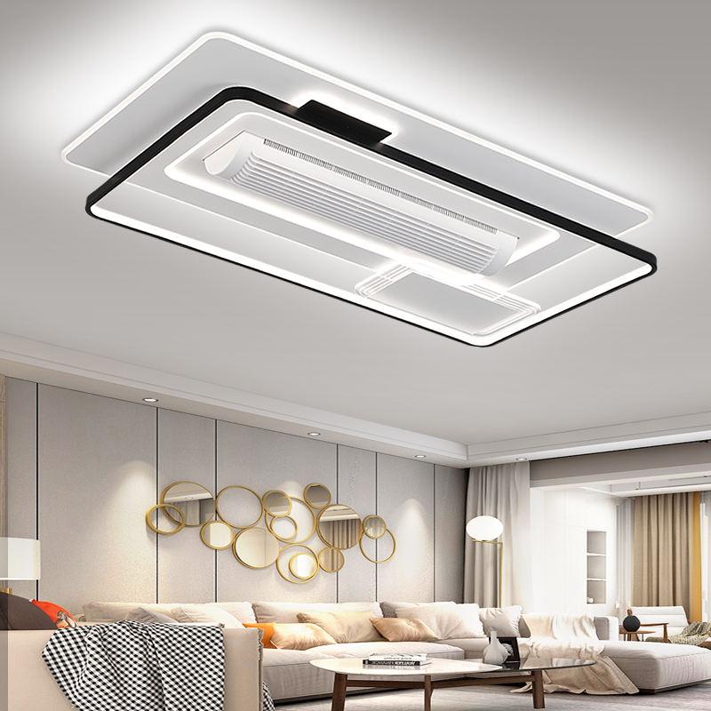 JS-FO - FI-7545 High Speed Bladeless Ceiling Fan with Light White + Black Finish Acrylic Blades