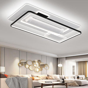 JS-FO - FI-7545 High Speed Bladeless Ceiling Fan with Light White + Black Finish Acrylic Blades