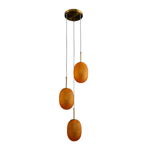 JSPHILO 4-357-3xG9-Amber Impressions Cluster hangings
