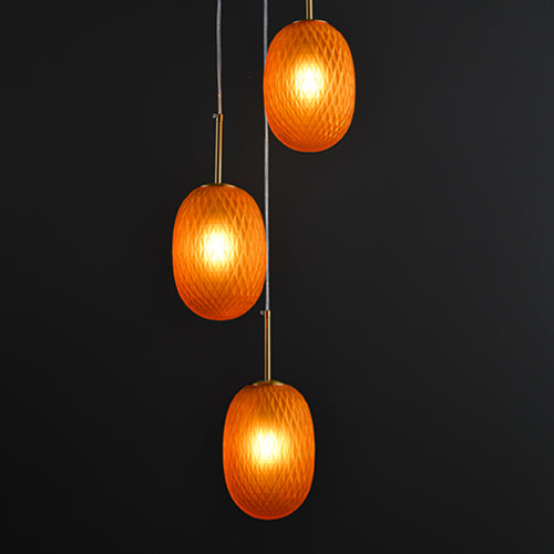 JSPHILO 4-357-3xG9-Amber Impressions Cluster hangings