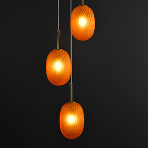 JSPHILO 4-357-3xG9-Amber Impressions Cluster hangings