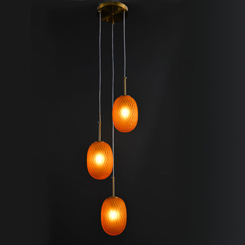 JSPHILO 4-357-3xG9-Amber Impressions Cluster hangings