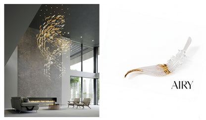 AIRY Hand-Blown Glass Feather Suspension Collection - lifestyle