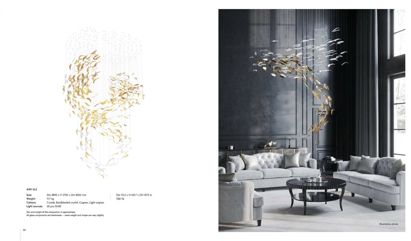 AIRY Hand-Blown Glass Feather Suspension Collection - composition and lifestyle