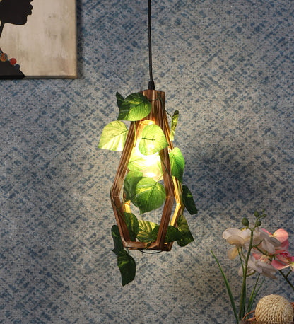B-Flowar-1Lp Eliante Brown Wooden Hangings  - Without Bulb
