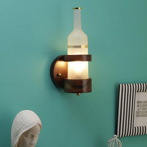 Wooden Metal Wall Light - BOTTAL-F-1W - Included Bulb