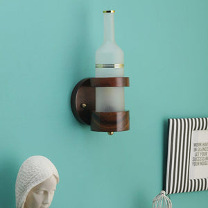 Wooden Metal Wall Light - BOTTAL-F-1W - Included Bulb