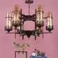 JS-VP M-200-1LP Glass Hanging Lights 1xE27 Mild Steel, Wood & Glass Material Brown & Champaign Finish