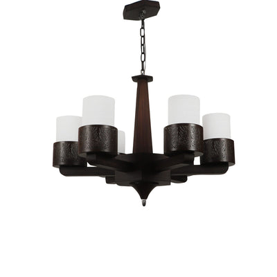 JS-VP S-195-13LP Modern Chandeliers 6xE27 Mild Steel, Glass, Wood & Glass Material Brown Dark & White Finish