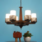JS-VP M-202-1LP Glass Hanging Lights 1xE27 Mild Steel, Wood & Glass Material Brown & Champaign Finish