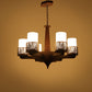 JS-VP S-313-6HL Multi-Arm Chandelier 6xE27 Mild Steel & Glass Material Dark Brown, Gold & Champaign Finish