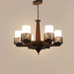 JS-VP S-313-6HL Multi-Arm Chandelier 6xE27 Mild Steel & Glass Material Dark Brown, Gold & Champaign Finish