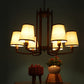 JS-VP M-204-1LP Glass Hanging Lights 1xE27 Mild Steel, Wood & Glass Material Brown & White Finish
