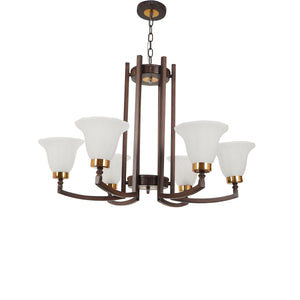 JS-VP S-181-6LP Modern Chandeliers 6xE27 Mild Steel & Glass Material Dark Brown & White Finish