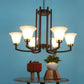 JS-VP M-205-3LP Cluster hanging Lights 3xE27 Mild Steel, Wood & Glass Material Brown & Champaign Finish