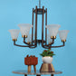 JS-VP M-205-3LP Cluster hanging Lights 3xE27 Mild Steel, Wood & Glass Material Brown & Champaign Finish